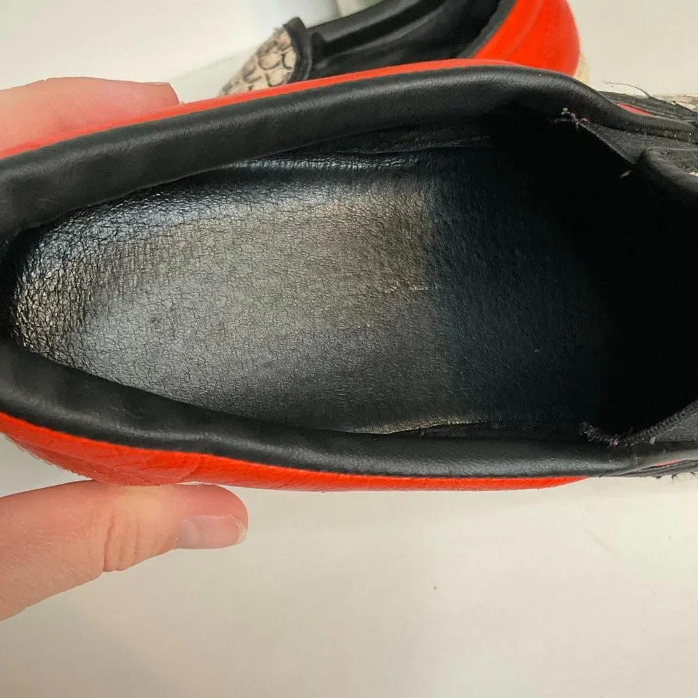 Kurt Geiger Red Leather & Snakeskin Slip-On Sneakers
